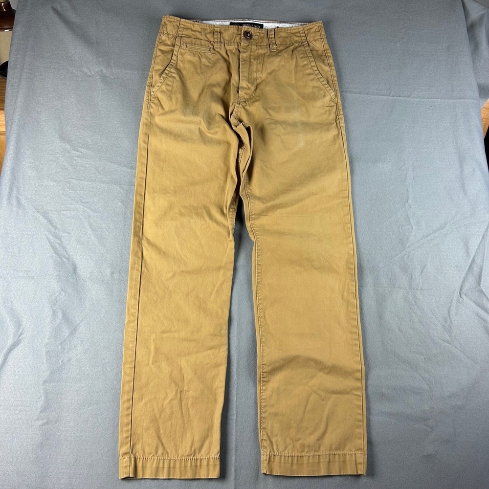 American Eagle Pants Mens 28x32 Khaki Tan Original Straight Chino Cotton 0122 - Picture 2 of 15